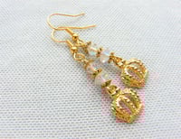 Image 5 of Vintage Crystal Golden Crown Earrings, Pierced or Clip On