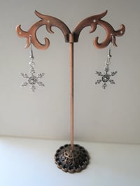 Image 4 of Pretty Silver Snowflakes Charm Earrings