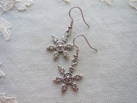 Image 3 of Pretty Silver Snowflakes Charm Earrings