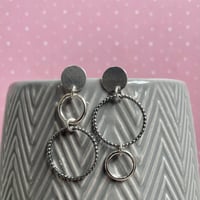Image 4 of Silver Asymmetric Circles Earrings
