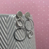 Image 1 of Silver Asymmetric Circles Earrings