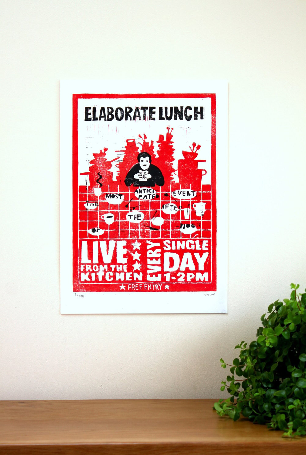 Image of Smex Lunch Lino Print Poster