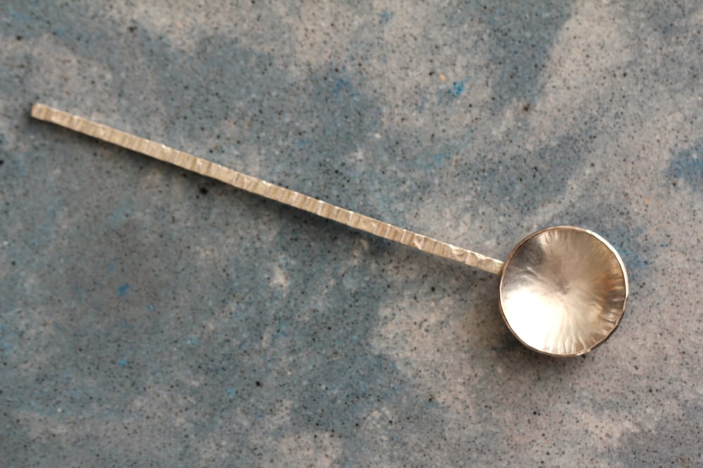Image of RR Designs Sterling Silver Spoon #10 with square textured handle - Size Medium