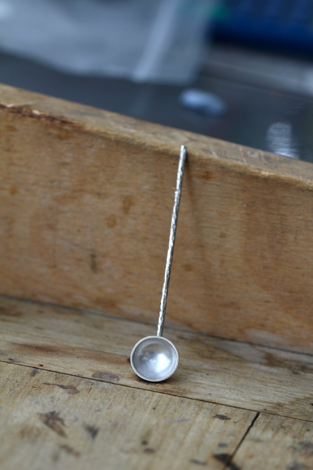 Image of RR Designs Sterling Silver Spoon #2 with round textured handle - Size Medium
