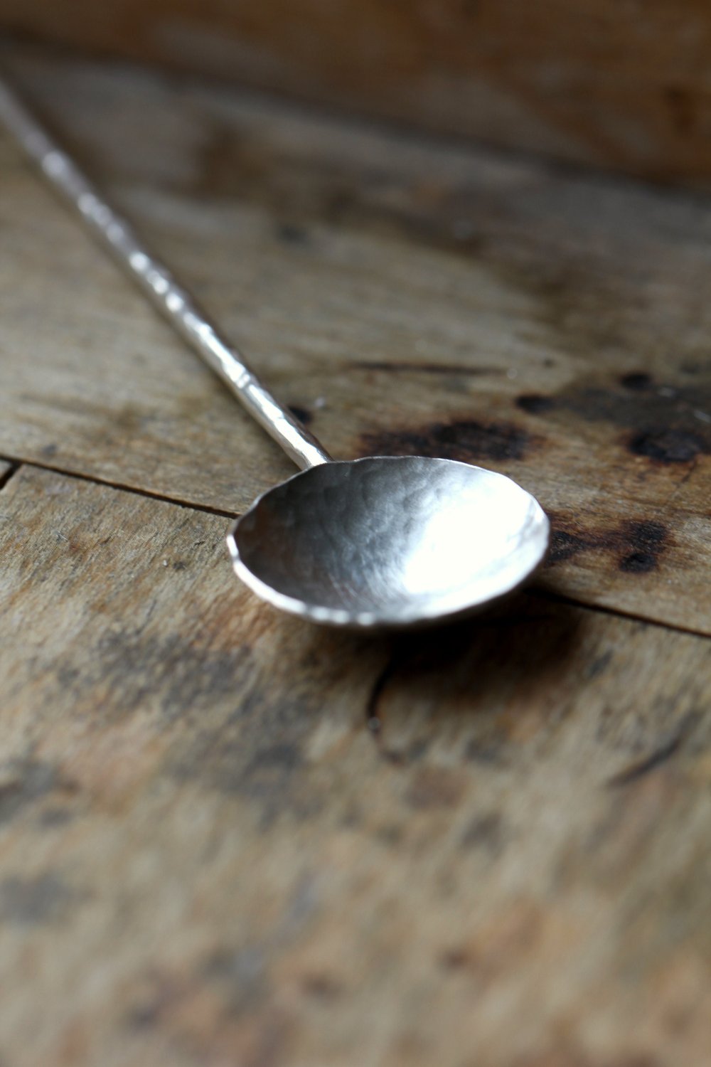 Image of RR Designs Sterling Silver Spoon #1 with textured spoon and handle - Size Large