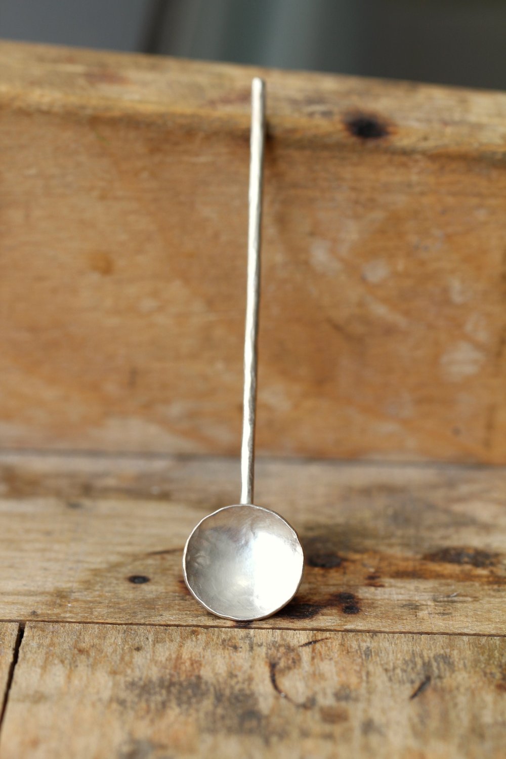 Image of RR Designs Sterling Silver Spoon #7 with round textured handle - Size Medium