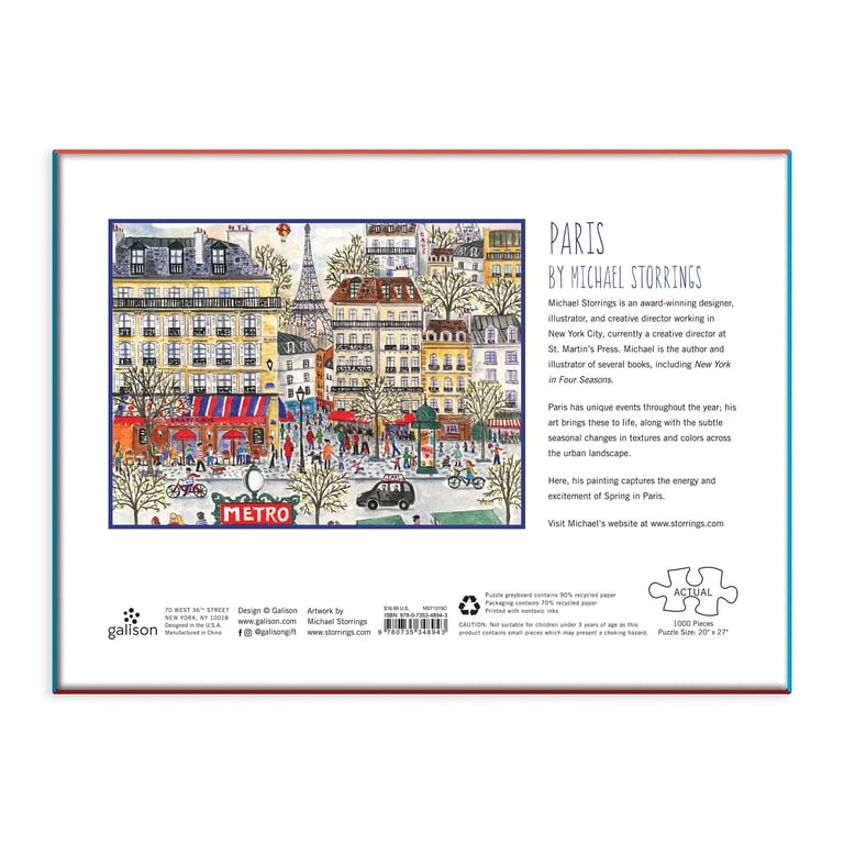 PUZZLE 1000 PIÈCES - PARIS - MICHAEL STORRINGS, GALISON Image 3