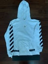 Off White mens Pre owned Large Blue collar logo hoodie