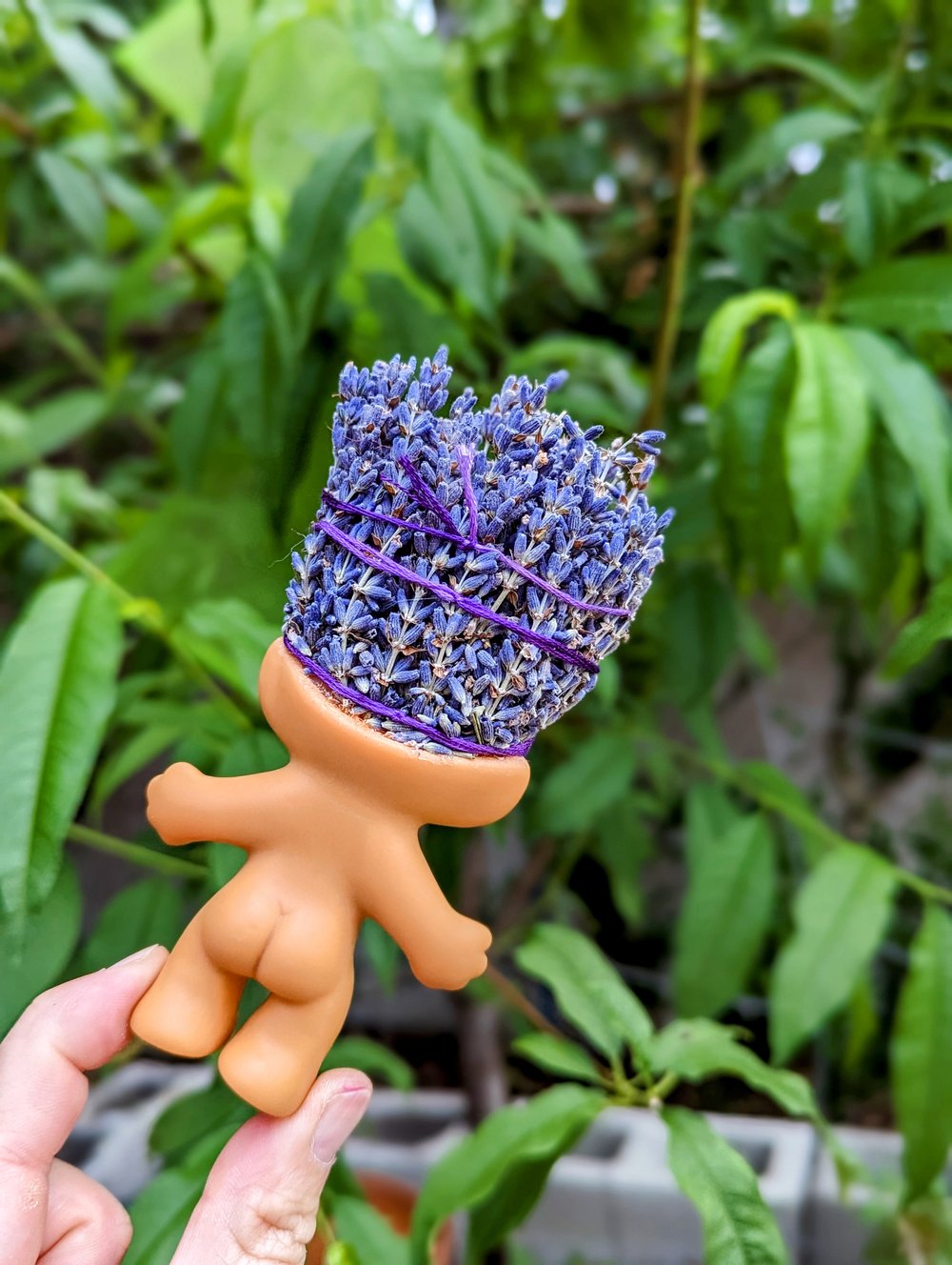 Lavender Kitty Troll with green eyes 5"