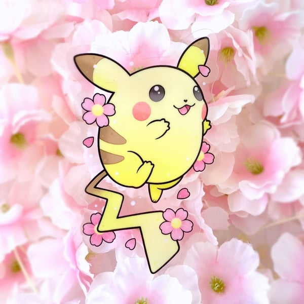 Image of CLEAR Sakura Chonky Electric Rat STICKER