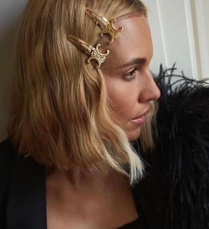 Image of Auth Celine Triomphe Gold Hair Clip 