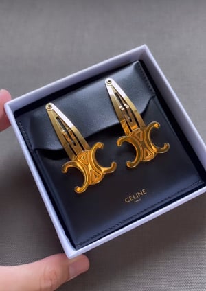 Image of Auth Celine Triomphe Gold Hair Clip 