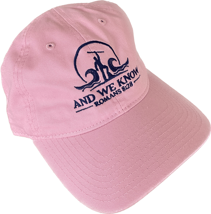 Pink Hat with Navy Embroidery Right To Print