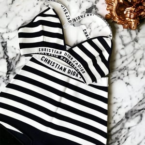 Image of Authentic J’adior Knit Black Striped Bikini Set 