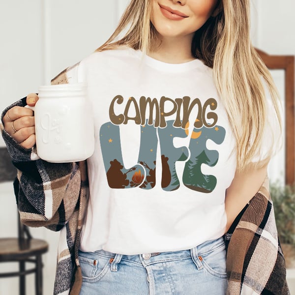 Image of Camping t-shirt,  Crewneck t-shirt, Summer t-shirt