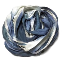 Image 2 of 10YD. OMBRE SLATE BLUE  HAND DYED SARI SILK RIBBON/HAND DYED BY COLOR KISSED SILK