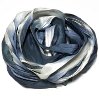 Image 1 of 10YD. OMBRE SLATE BLUE  HAND DYED SARI SILK RIBBON/HAND DYED BY COLOR KISSED SILK