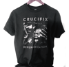 Crucifix band t shirt dehuminization