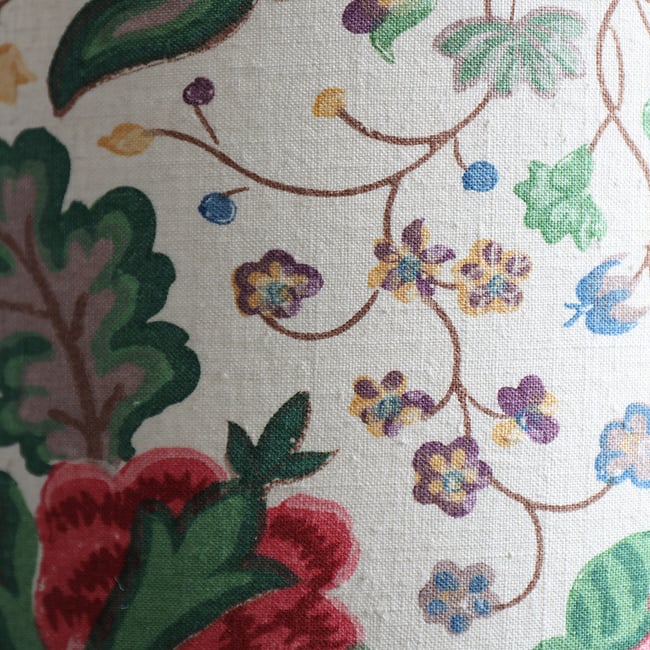 Pair of Antique Block Print Linen 25cm Lampshades