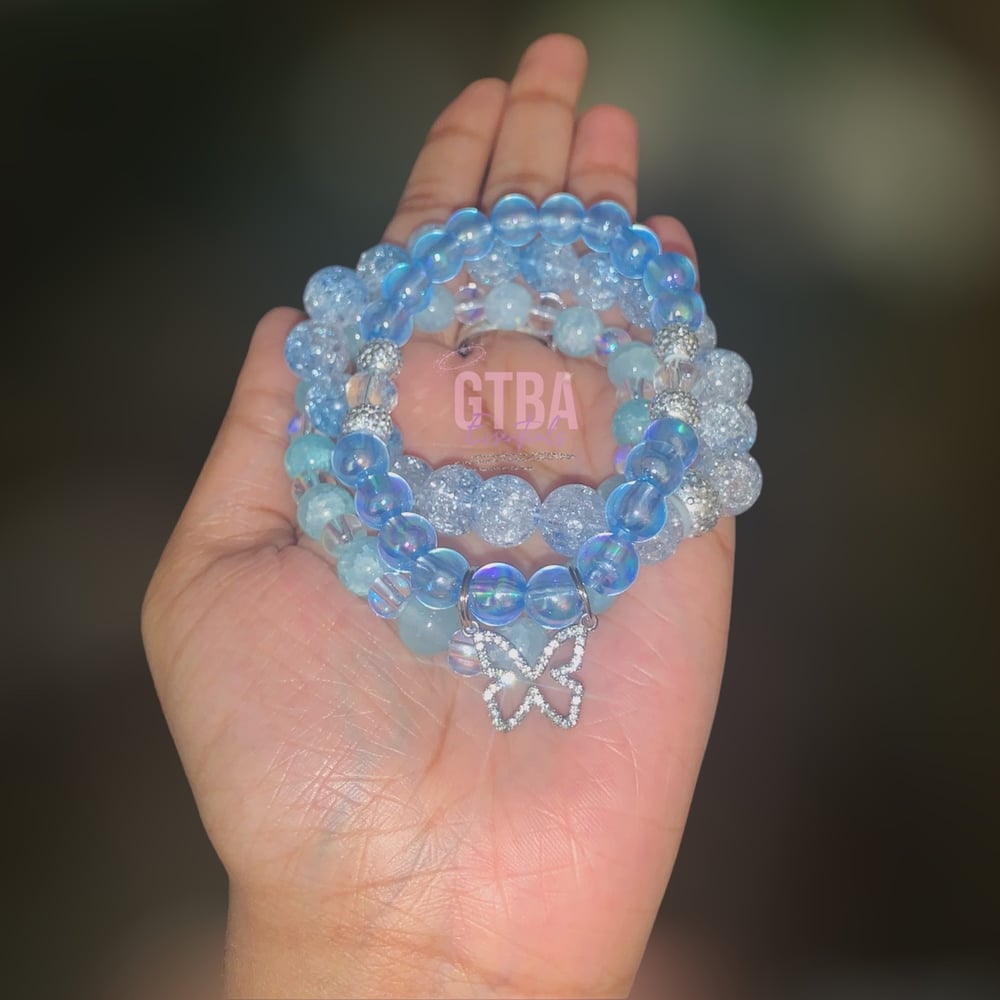 Image of Blue Butterfly Bracelet Set