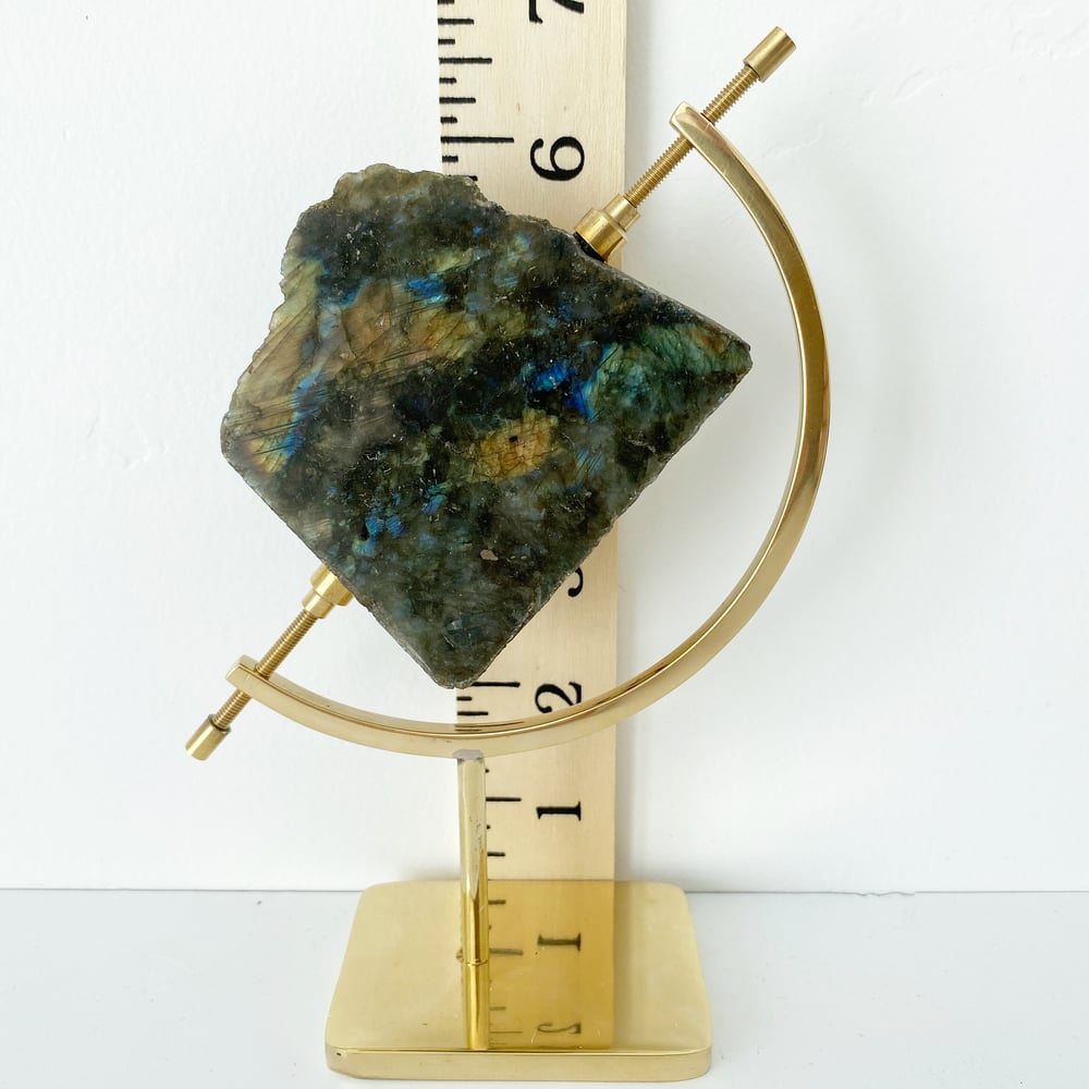 Image of Labradorite no.95 + Brass Arc Stand