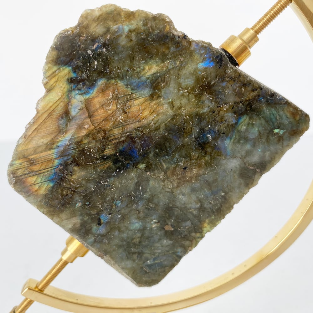 Image of Labradorite no.95 + Brass Arc Stand