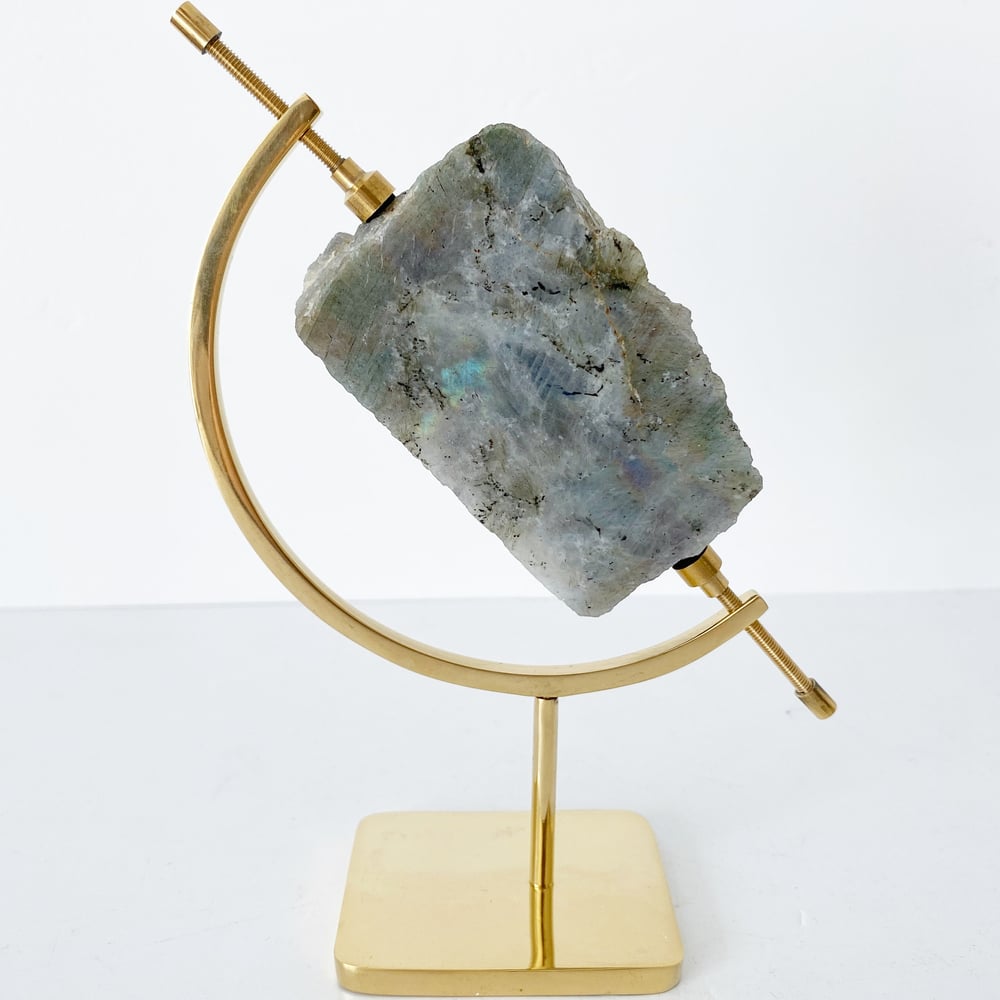 Image of Labradorite no.42 + Brass Arc Stand