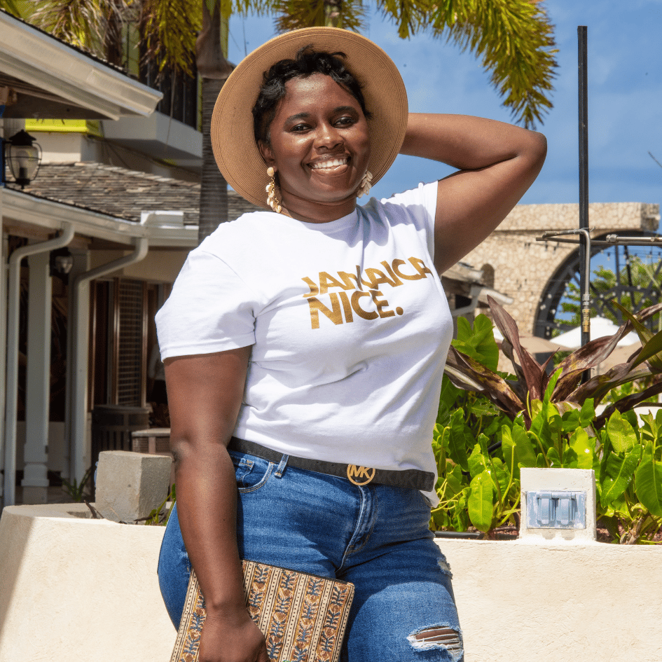 Image of JAMAICA NICE. FEMALE CLASSIC WHITE TEE