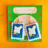 Image 1 of Lucky Dove (Blue) Stamp Earrings