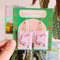 Image 2 of Lucky Dove (Pink) Stamp Earrings