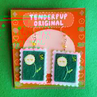 Image 2 of Dandylion (Green) Stamp Earrings