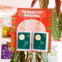 Image 1 of Dandylion (Green) Stamp Earrings