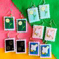 Image 3 of Dandylion (Blue) Stamp Earrings