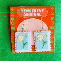 Image 2 of Dandylion (Blue) Stamp Earrings
