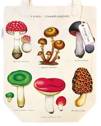 Image 1 of Cavallini & Co. Mushrooms Vintage Style Canvas Tote Bag