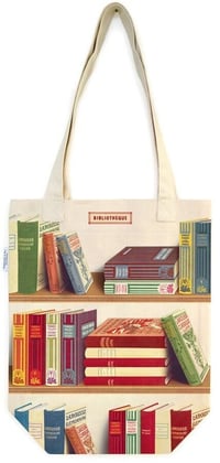 Image 2 of Cavallini & Co. Library Books Vintage Style Canvas Tote Bag
