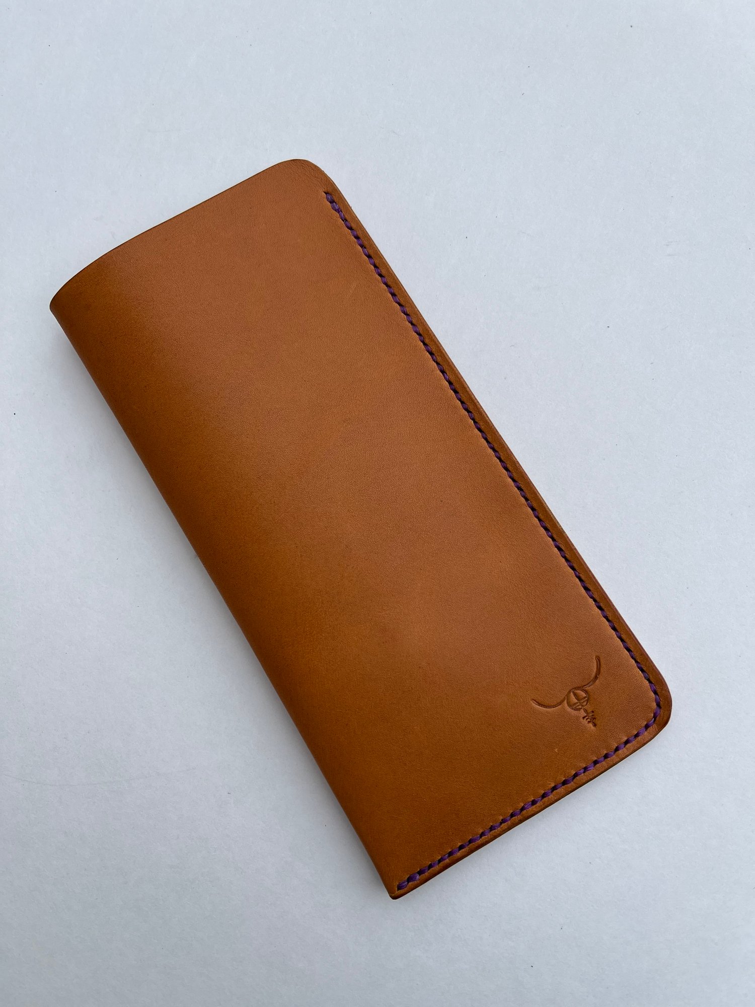 Image of Tan Italian Vachetta Sunglasses Case (Neon Lavender)