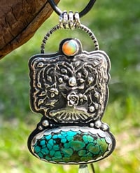 Image 1 of With Open Arms ~ Tree of Life Necklace ~ Hubei Turquoise, Ethiopian Opal, Sterling Silver