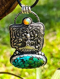 Image 2 of With Open Arms ~ Tree of Life Necklace ~ Hubei Turquoise, Ethiopian Opal, Sterling Silver