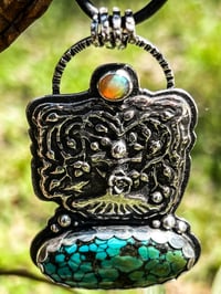 Image 3 of With Open Arms ~ Tree of Life Necklace ~ Hubei Turquoise, Ethiopian Opal, Sterling Silver