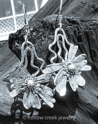 Image 3 of The Wanderer ~ Sterling Silver & Gold Filled Abstract Flower Earrings