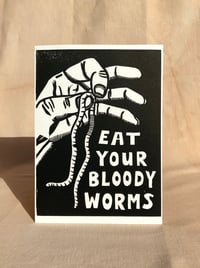 Eat Your Bloody Worms Linocut Print