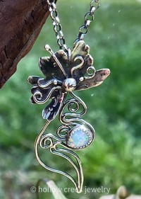 Image 1 of Inner Light  Pregnancy Fairy ~ Sterling Silver Pregnancy Necklace with Flashy Ethiopian Opal