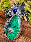 Mother ~ OOAK Abstract Flower Pendant ~ Azurite-Malachite and Lapis Lazuli in Sterling Silver