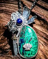 Mother ~ OOAK Abstract Flower Pendant ~ Azurite-Malachite and Lapis Lazuli in Sterling Silver