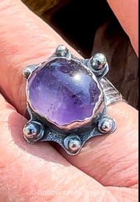 Image 1 of Balancing Act ~ Modern Brutalist  Amethyst Ring, Sterling Silver