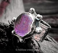 Image 2 of Balancing Act ~ Modern Brutalist  Amethyst Ring, Sterling Silver