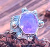 Balancing Act ~ Modern Brutalist  Amethyst Ring, Sterling Silver