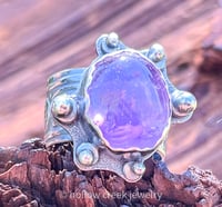 Image 4 of Balancing Act ~ Modern Brutalist  Amethyst Ring, Sterling Silver