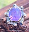 Balancing Act ~ Modern Brutalist  Amethyst Ring, Sterling Silver
